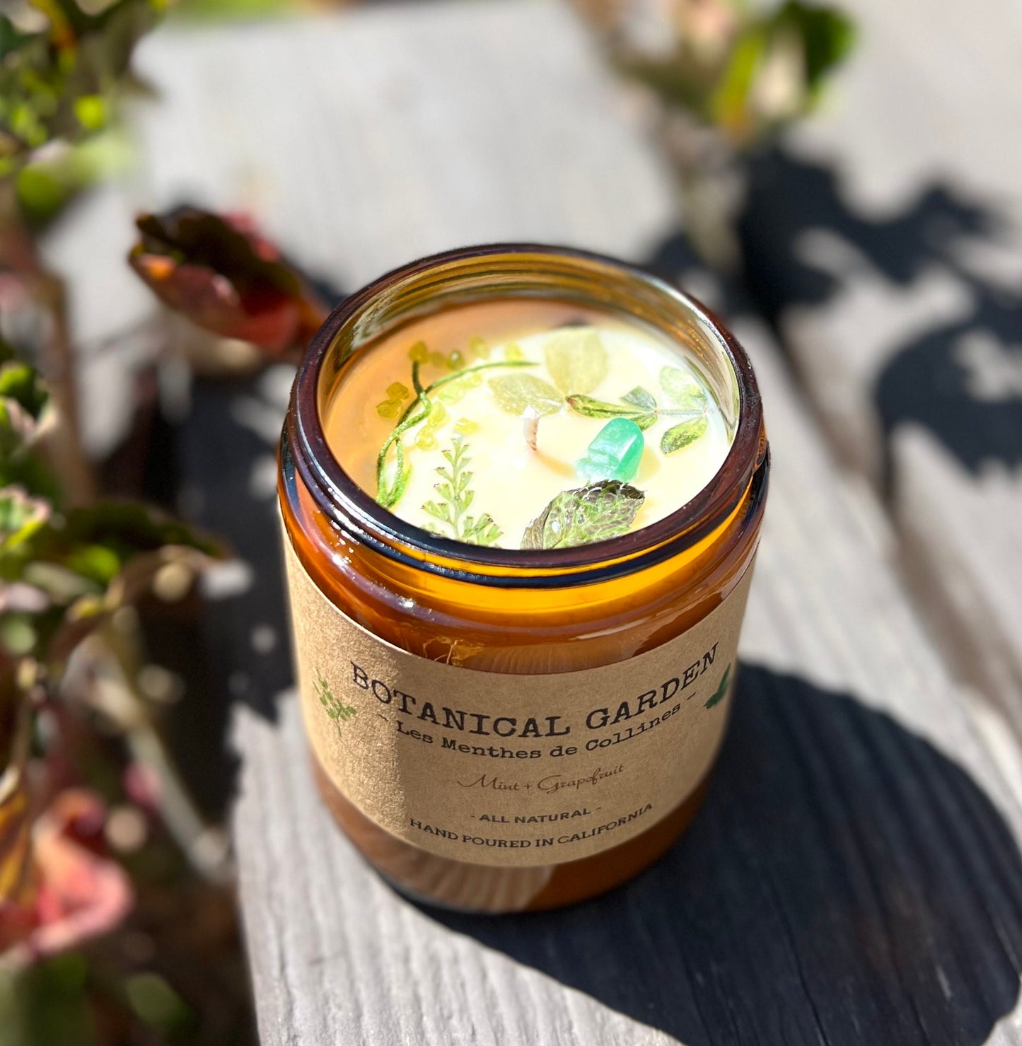 Mint Aromatherapy Soy Candle: Essential Oils & Organic Flowers