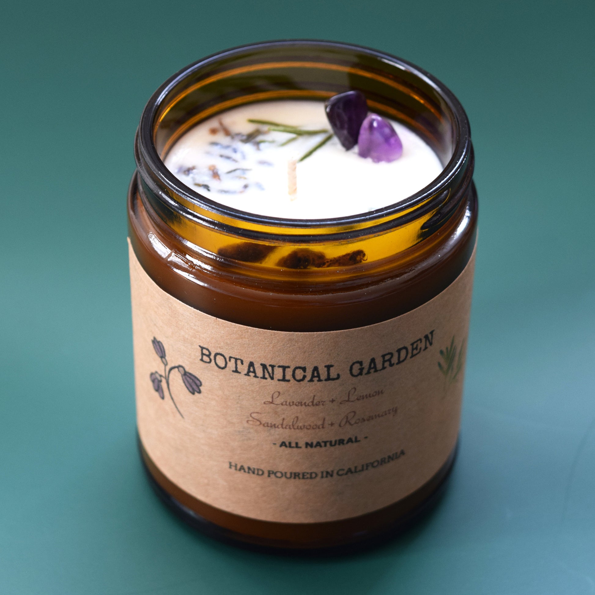Organic Lavender Rosemary Aromatherapy Soy Candle-all Natural-100% Essential Oil-organic Dry Flowers-long Lasting 9oz-gift-