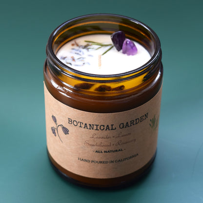 Organic Lavender Rosemary Aromatherapy Soy Candle-all Natural-100% Essential Oil-organic Dry Flowers-long Lasting 9oz-gift-