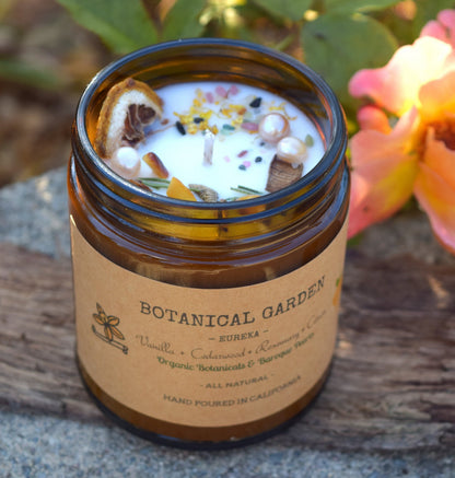 Cedarwood Rosemary Soy Candle: Aromatherapy Essential Oil, Dried Flowers