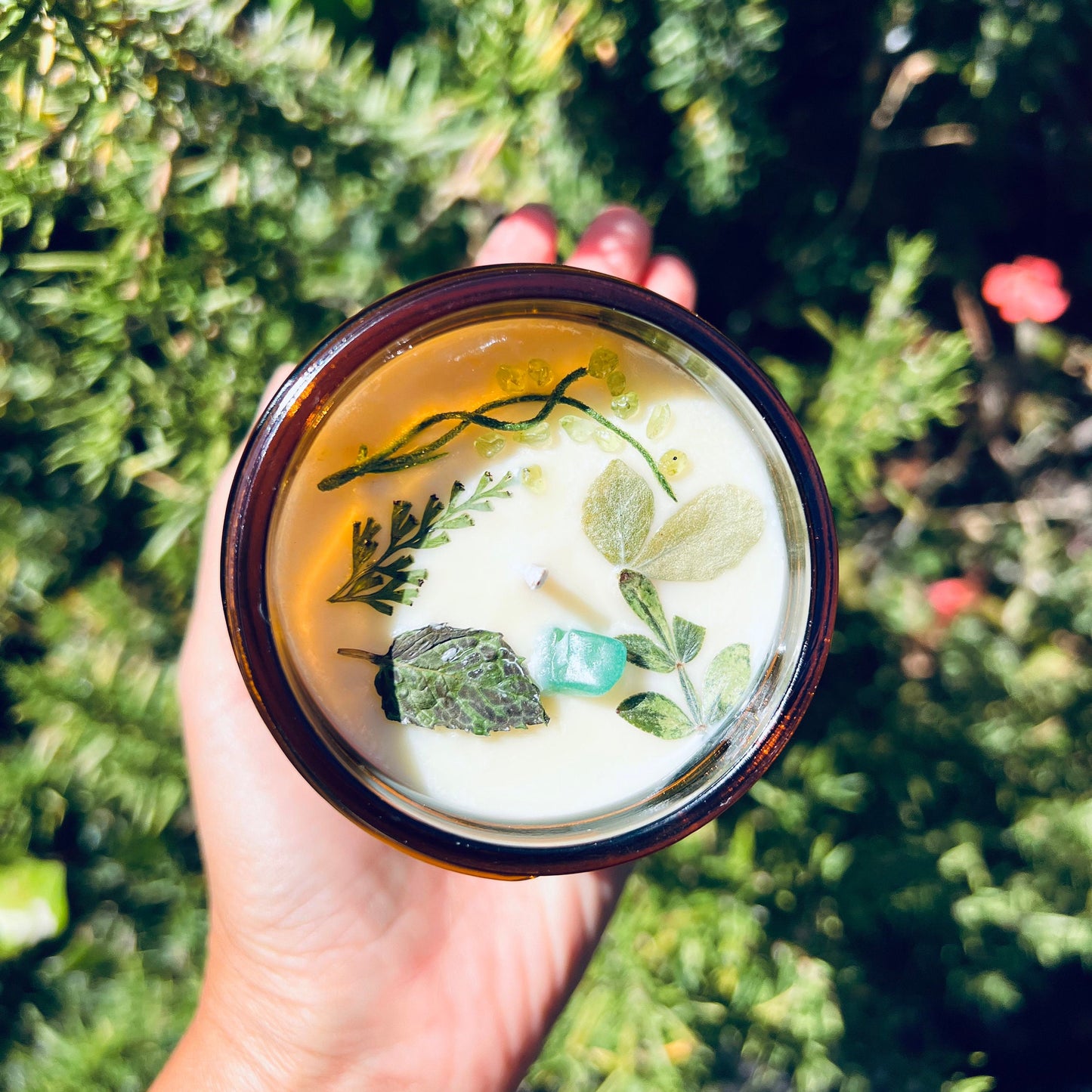 Mint Aromatherapy Soy Candle: Essential Oils & Organic Flowers
