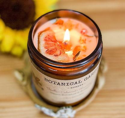 Cedarwood Rosemary Soy Candle: Aromatherapy Essential Oil, Dried Flowers