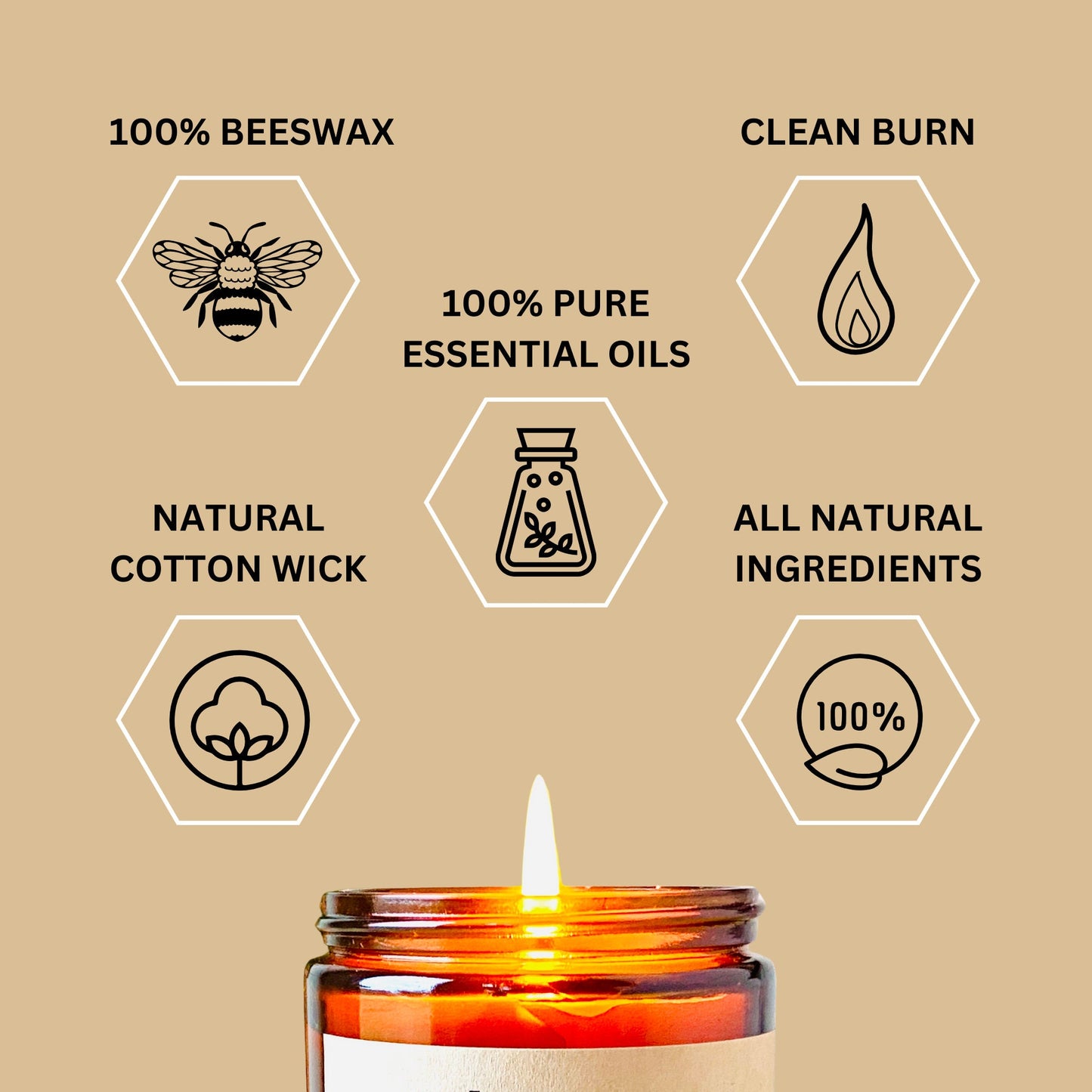 Lemongrass Elixir Beeswax Candle: Essential Oil Scented, Non-toxic, All Natural