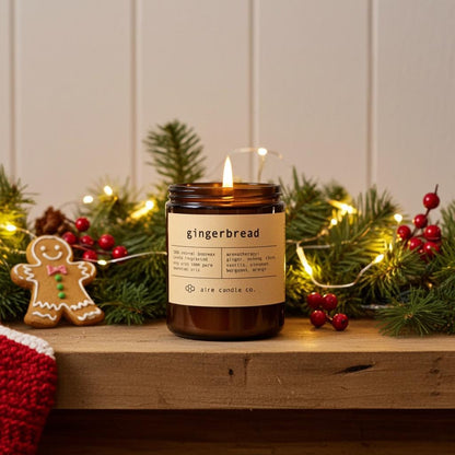 Gingerbread Beeswax Candle: Essential Oil Scented, Non-toxic, All Natural
