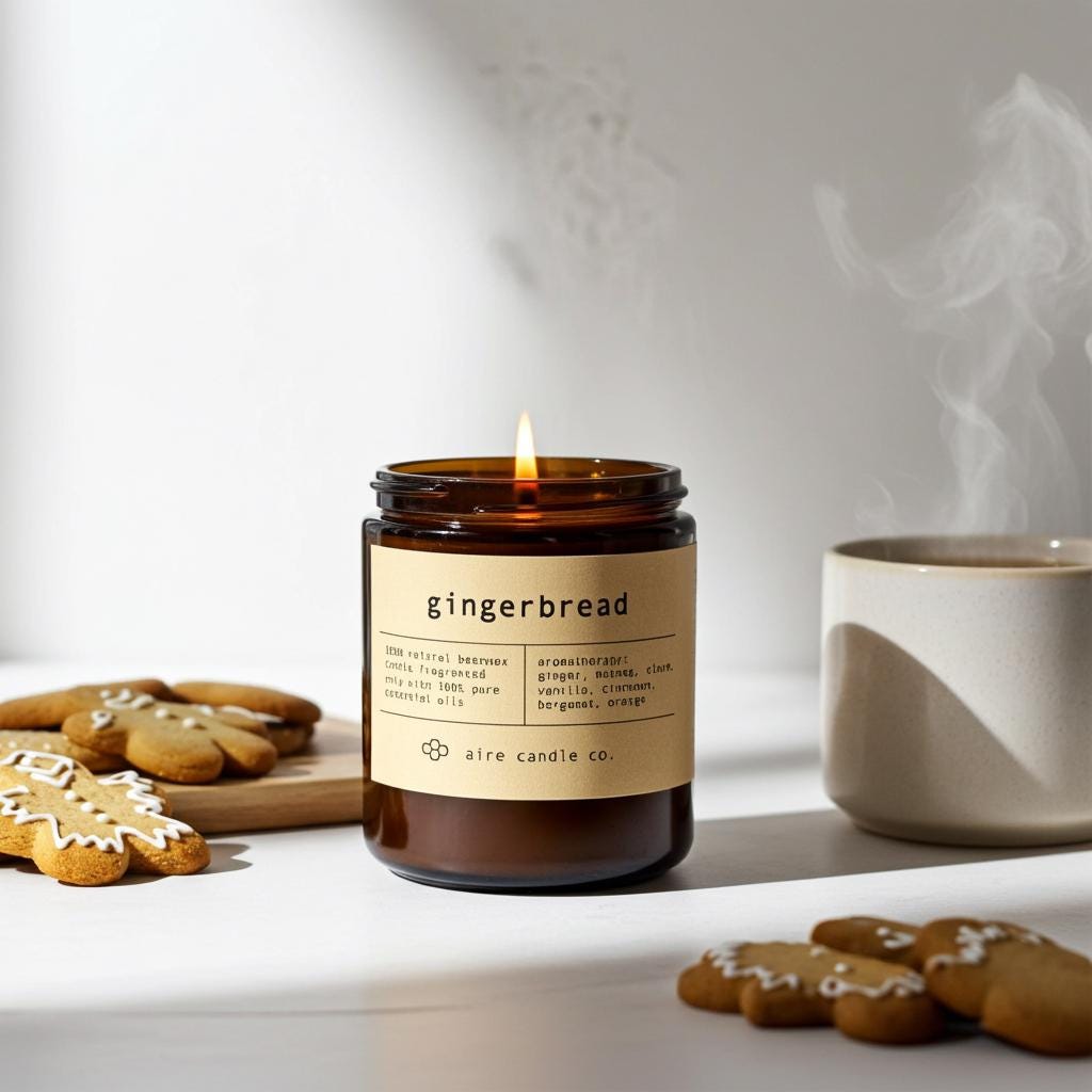 Gingerbread Beeswax Candle: Essential Oil Scented, Non-toxic, All Natural