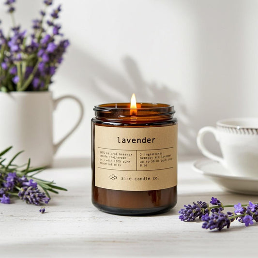 Lavender Beeswax Candle: All Natural, Scented With Pure Lavender Essential Oil