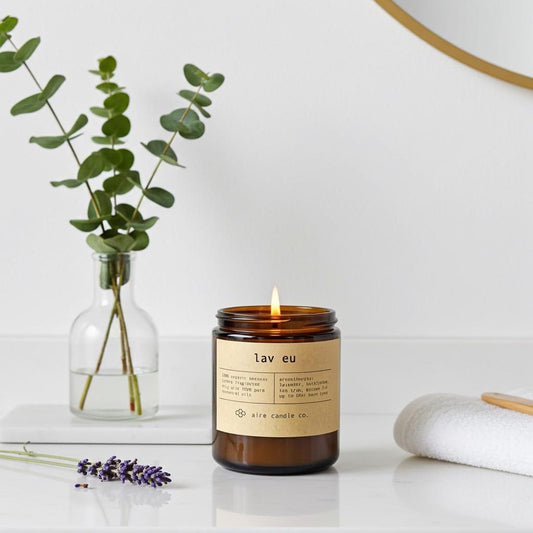 Lavender Eucalyptus Beeswax Candle: Essential Oil Scented, Aromatherapy Relaxation